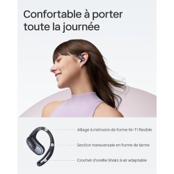 Shokz écouteurs à oreilles libres openfit air, casque bleutooth sans fil avec microphone, écouteurs avec crochet d'oreille air, 