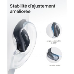 Shokz écouteurs à oreilles libres openfit air, casque bleutooth sans fil avec microphone, écouteurs avec crochet d'oreille air, 