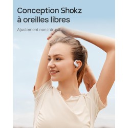 Shokz écouteurs à oreilles libres openfit air, casque bleutooth sans fil avec microphone, écouteurs avec crochet d'oreille air, 