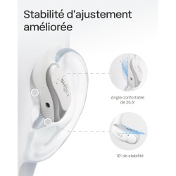 Shokz écouteurs à oreilles libres openfit air, casque bleutooth sans fil avec microphone, écouteurs avec crochet d'oreille air, 