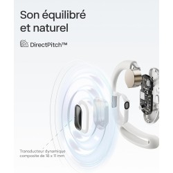 Shokz écouteurs à oreilles libres openfit air, casque bleutooth sans fil avec microphone, écouteurs avec crochet d'oreille air, 