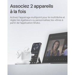 Shokz écouteurs à oreilles libres openfit air, casque bleutooth sans fil avec microphone, écouteurs avec crochet d'oreille air, 