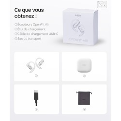 Shokz écouteurs à oreilles libres openfit air, casque bleutooth sans fil avec microphone, écouteurs avec crochet d'oreille air, 