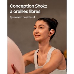 Shokz écouteurs à oreilles libres openfit air, casque bleutooth sans fil avec microphone, écouteurs avec crochet d'oreille air, 