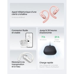 Shokz écouteurs à oreilles libres openfit air, casque bleutooth sans fil avec microphone, écouteurs avec crochet d'oreille air, 
