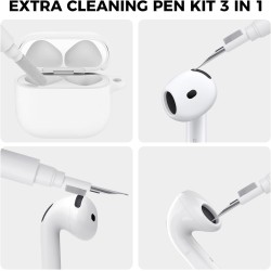 AhaStyle Coque AirPods 4 (2024) avec Kit Nettoyage Silicone Étui Protection pour AirPods 4ème Génération Anti-Rayures Housse pou