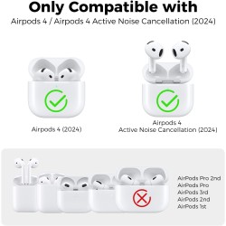 AhaStyle Coque AirPods 4 (2024) avec Kit Nettoyage Silicone Étui Protection pour AirPods 4ème Génération Anti-Rayures Housse pou