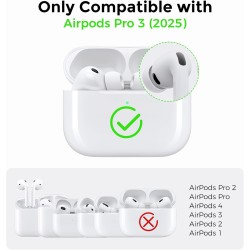 AhaStyle Coque AirPods Pro 3 (2025) avec Kit Nettoyage Silicone Étui Protection pour AirPods Pro 3ème Génération [avec Mousqueto