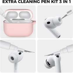 AhaStyle Coque AirPods Pro 3 (2025) avec Kit Nettoyage Silicone Étui Protection pour AirPods Pro 3ème Génération [avec Mousqueto