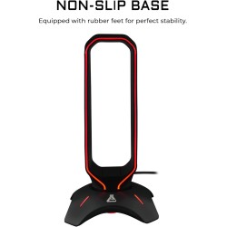 The G-Lab K-Stand Radon Support pour Casque/Micro-Casque Gaming - Rétro-éclairage RGB, Hub USB 2 x 2.0, Base antidérapante - Sup
