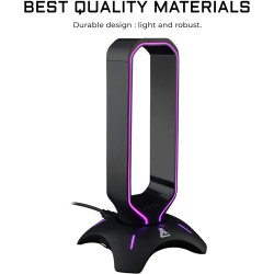 The G-Lab K-Stand Radon Support pour Casque/Micro-Casque Gaming - Rétro-éclairage RGB, Hub USB 2 x 2.0, Base antidérapante - Sup