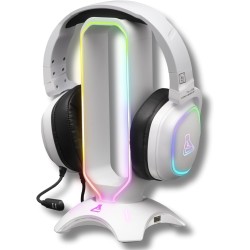 The G-Lab - K-Stand Radon - Support pour Casque/Micro-Casque Gaming - Rétro-éclairage RGB, Hub USB 2 x 2.0, Base antidérapante -