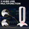 The G-Lab - K-Stand Radon - Support pour Casque/Micro-Casque Gaming - Rétro-éclairage RGB, Hub USB 2 x 2.0, Base antidérapante -