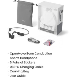 Shokz openmove casque à conduction osseuse, écouteurs bleutooth oreilles libres pour le sport avec micro, casque sans fil étanch