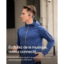 Shokz openmove casque à conduction osseuse, écouteurs bleutooth oreilles libres pour le sport avec micro, casque sans fil étanch