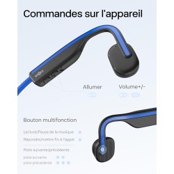 Shokz openmove casque à conduction osseuse, écouteurs bleutooth oreilles libres pour le sport avec micro, casque sans fil étanch