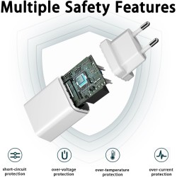 Prise USB 12W [5V/2,4A Lot de 4] Bloc Chargeur USB Adaptateur Secteur Embout Alimentation Mural Universel Compatible avec iPhone