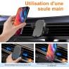 GRIFEMA Support Téléphone Voiture Grille d'Aération à Fixation Automatique, Rotation 360°, Utilisation à Une Main, Compatible Sm