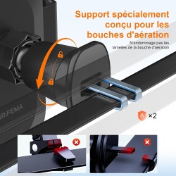 GRIFEMA Support Téléphone Voiture Grille d'Aération à Fixation Automatique, Rotation 360°, Utilisation à Une Main, Compatible Sm