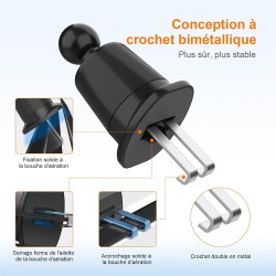 GRIFEMA Support Téléphone Voiture Grille d'Aération à Fixation Automatique, Rotation 360°, Utilisation à Une Main, Compatible Sm