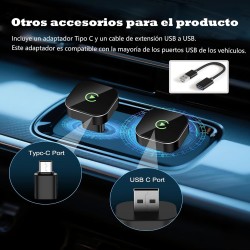 CarPlay sans Fil, Adapté aux véhicules équipés de CarPlay Filaire, Plug-and-Play pour Une Connectivité Rapide et Stable Adaptate