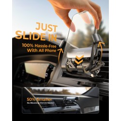 Support Téléphone Voiture [Bras Télescopique] [Clip de Qualité Militaire] Accroche Telephone Voiture pour Grille D'aération Comp