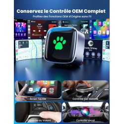 Adaptateur Carplay sans Fil, Plug & Play Mini Carplay sans Fil pour iPhone et Plus de 1k+ Voitures, Type-C/USB Compatible avec V