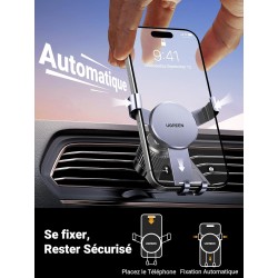 Uvert support téléphone voiture gravité grille aération porte portable automobile ventilation accroche smartphone auto compatibl