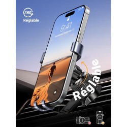 Uvert support téléphone voiture gravité grille aération porte portable automobile ventilation accroche smartphone auto compatibl