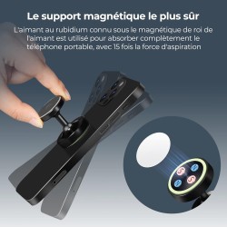 Vinabo 2 Pack Magnétique Support Aimant Telephone, Rotation 360° Compatible pour Tous Les Smartphone,Voiture Accessoires Interie