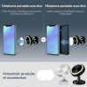 Vinabo 2 Pack Magnétique Support Aimant Telephone, Rotation 360° Compatible pour Tous Les Smartphone,Voiture Accessoires Interie