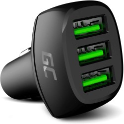 Vert cell powerride 54w chargeur de voiture usb 3 ports, allume-cigare ultra charge compatible avec iphone 13 12 11 xs x se sams