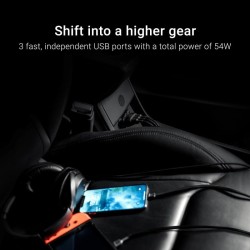 Vert cell powerride 54w chargeur de voiture usb 3 ports, allume-cigare ultra charge compatible avec iphone 13 12 11 xs x se sams
