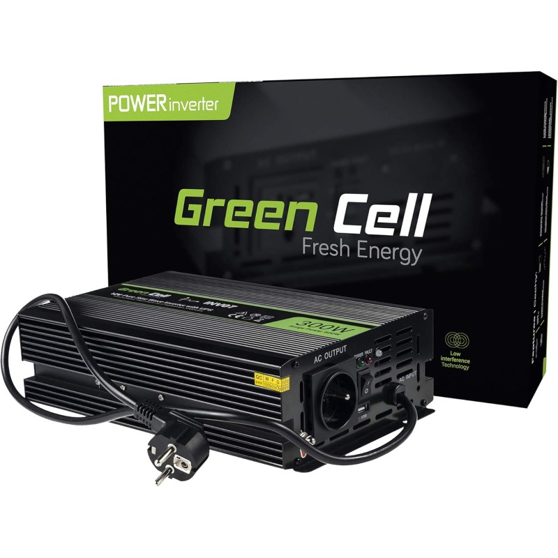 Vert cell® 300w/600w 12v 220v/230v convertisseur de tension voiture solaire ups inverter, peak onduleur transformateur pour poêl