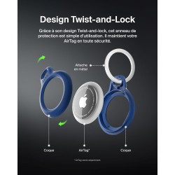 Belkin Étui pour Apple AirTag avec Attache en Métal, Porte Clés, Protection Durable, Anti-rayure, Ouverture Facile et Rebords Su