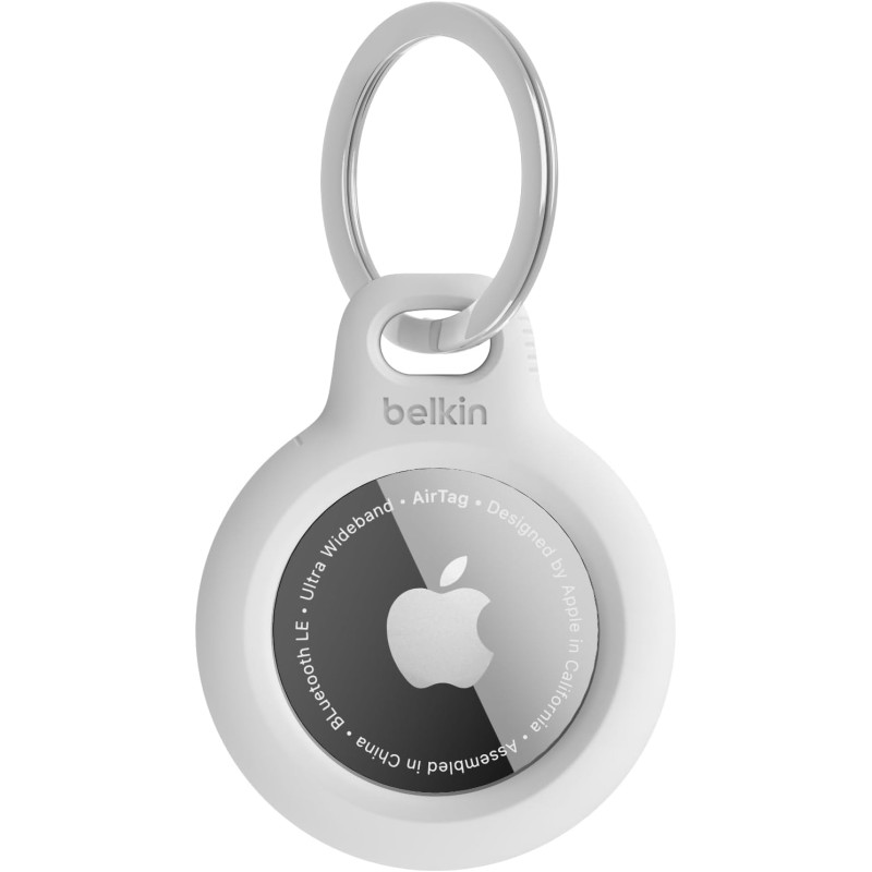 Belkin Étui pour Apple AirTag avec Attache en Métal, Porte Clés, Protection Durable, Anti-rayure, Ouverture Facile et Rebords Su