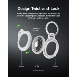 Belkin Étui pour Apple AirTag avec Attache en Métal, Porte Clés, Protection Durable, Anti-rayure, Ouverture Facile et Rebords Su