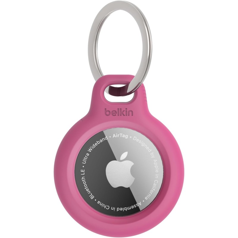 Belkin Étui pour Apple AirTag avec Attache en Métal, Porte Clés, Protection Durable, Anti-rayure, Ouverture Facile et Rebords Su