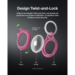 Belkin Étui pour Apple AirTag avec Attache en Métal, Porte Clés, Protection Durable, Anti-rayure, Ouverture Facile et Rebords Su
