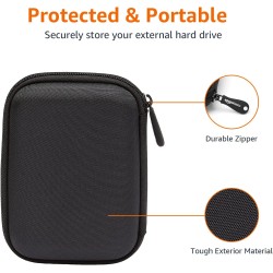 Amazon Basics Étui pour Disque Dur Externe, 15.1 x 10.8 x 4.2 cm, Noir