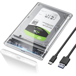 POSUGEAR Boitier Disque dur 2,5", 6Gbps USB C 3.1 Gen 2 Boitier Externe Disque pour SATA HDD et SSD de 2,5'' et 7/9.5mm, Boitier