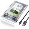 POSUGEAR Boitier Disque dur 2,5", 6Gbps USB C 3.1 Gen 2 Boitier Externe Disque pour SATA HDD et SSD de 2,5'' et 7/9.5mm, Boitier
