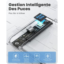 POSUGEAR Boitier Disque dur 2,5", 6Gbps USB C 3.1 Gen 2 Boitier Externe Disque pour SATA HDD et SSD de 2,5'' et 7/9.5mm, Boitier