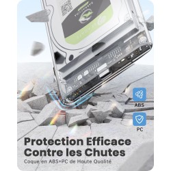 POSUGEAR Boitier Disque dur 2,5", 6Gbps USB C 3.1 Gen 2 Boitier Externe Disque pour SATA HDD et SSD de 2,5'' et 7/9.5mm, Boitier