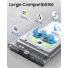 POSUGEAR Boitier Disque dur 2,5", 6Gbps USB C 3.1 Gen 2 Boitier Externe Disque pour SATA HDD et SSD de 2,5'' et 7/9.5mm, Boitier