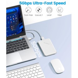 ORICO Boitier Disque Dur 2.5'', USB 3.0 Boitier Externe Disque 5Gbps pour SATA HDD et SSD de 2,5'' et 7/9.5 mm, accélération UAS