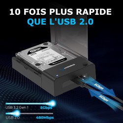 SABRENT Boitier Disque Dur 3.5, Rapide 5Gbps Boitier SSD Externe 2.5"/3.5", Adaptateur SATA USB pour SSD/HDD, Lecteur Disque Dur