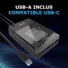 SABRENT Boitier Disque Dur 3.5, Rapide 5Gbps Boitier SSD Externe 2.5"/3.5", Adaptateur SATA USB pour SSD/HDD, Lecteur Disque Dur