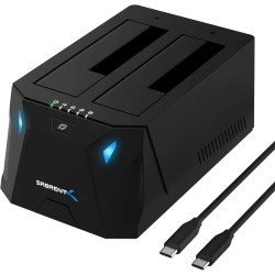 SABRENT Boitier Disque Dur Externe Adaptateur SATA to USB 2,5"/3,5", 2 Baies SSD/HDD vers USB-C 3.0, Boitier Disque Dur 2.5, Clo