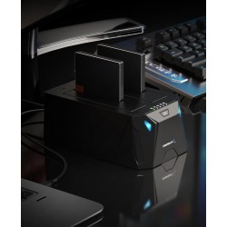 SABRENT Boitier Disque Dur Externe Adaptateur SATA to USB 2,5"/3,5", 2 Baies SSD/HDD vers USB-C 3.0, Boitier Disque Dur 2.5, Clo